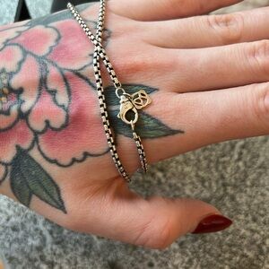 David Yurman Rounded Box Link Sterling Silver Chain with 585 Accent